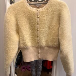 J. Crew Cream Fuzzy Cardigan